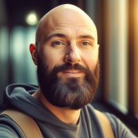 selfie of bald beard man